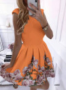 Дамска рокля с цветя 2699 оранжев  