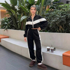 Дамски спортен плюшен сет ELP9446 black