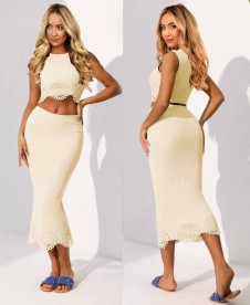 Дамски сет с дантела K26668 yellow