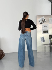 Дамски свободни  дънки с аксесоар шал SQ14562