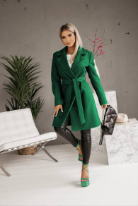 Дамско палто с колан K1057 зелен 