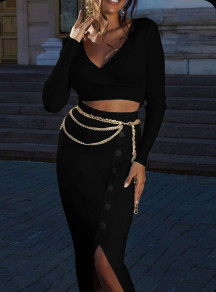 Дамски комплект пола и блуза B1588 черен 